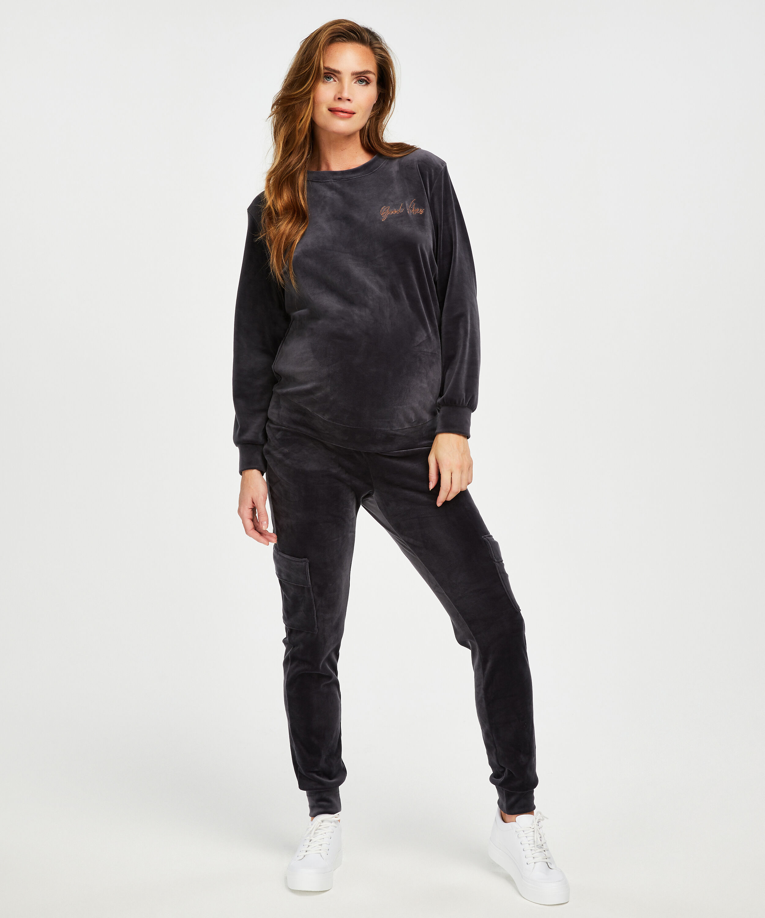 Pantalon de jogging de maternit&eacute; Velour, Gris