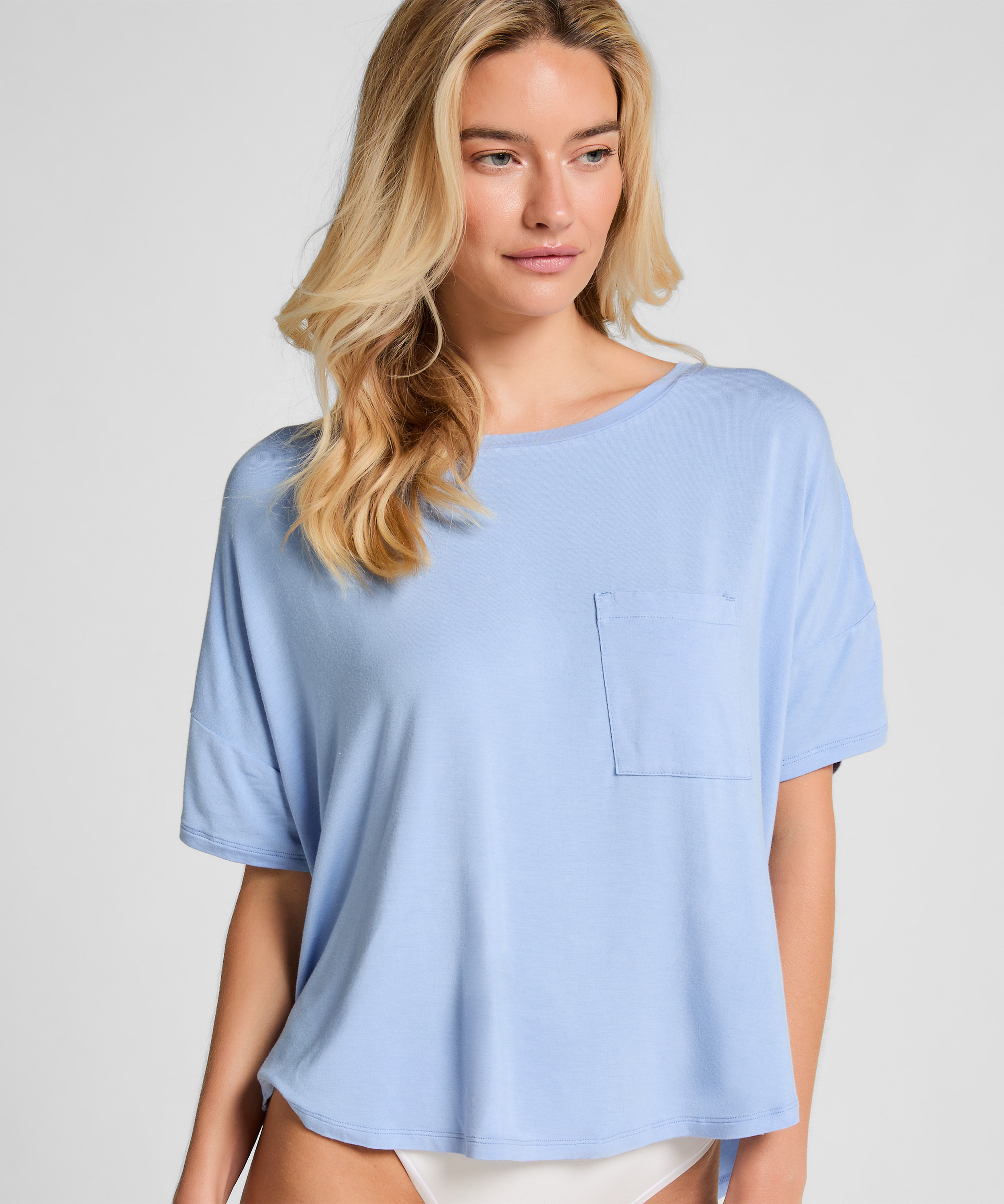 Top met korte mouwen, Blauw, main