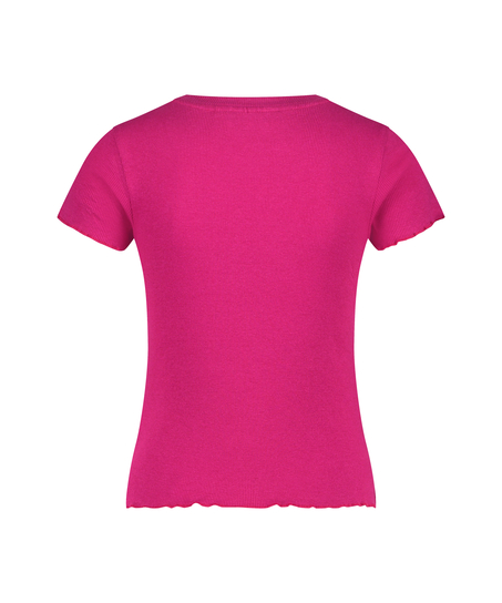 Shirt met korte mouwen Rib, Roze