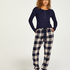 Pyjamabroek Twill Check Cuff, Blauw