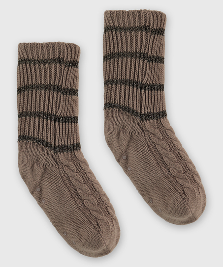 Chaussettes en tricot lurex, Brun