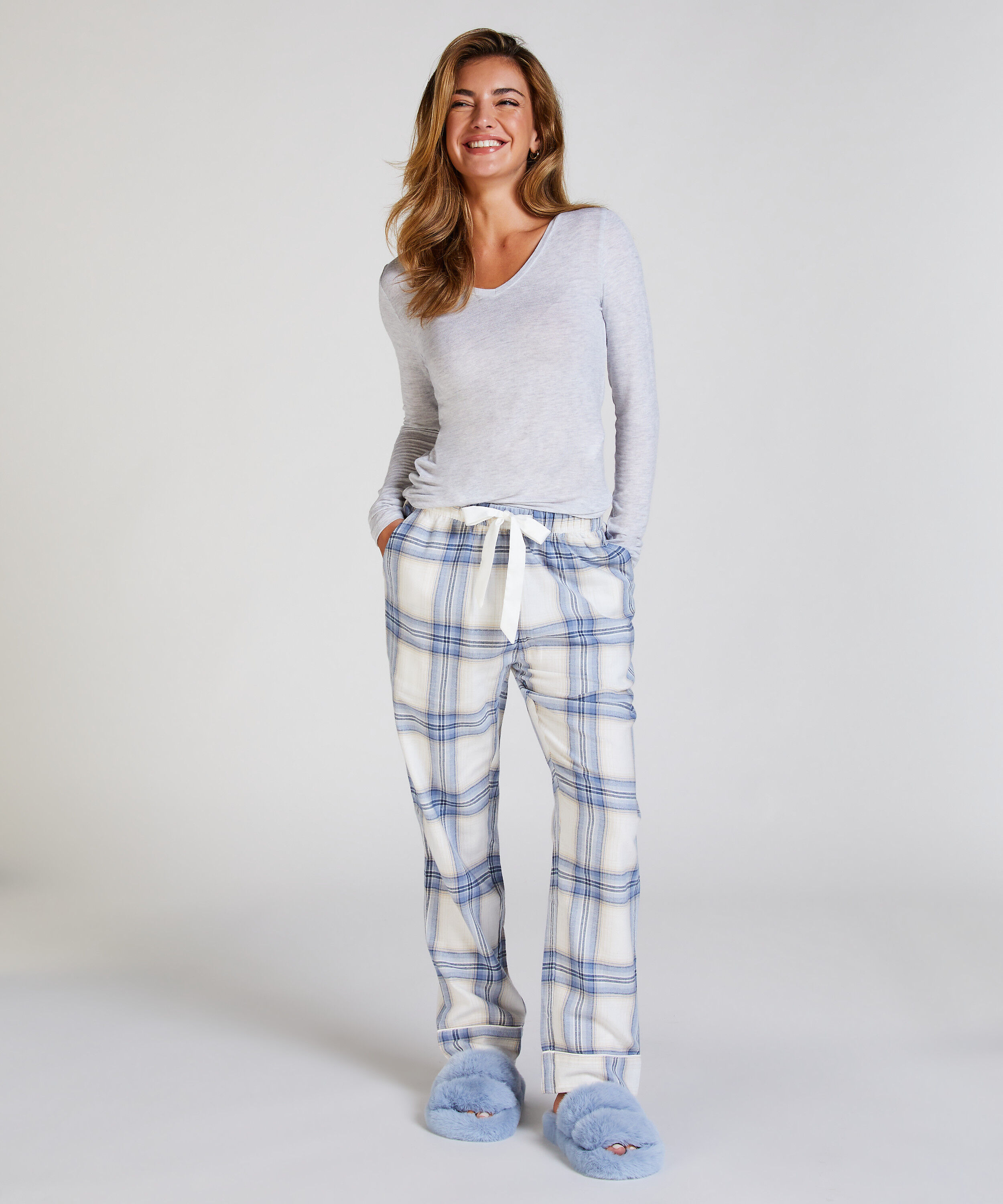 Tall Pyjamabroek Flanel, Blauw