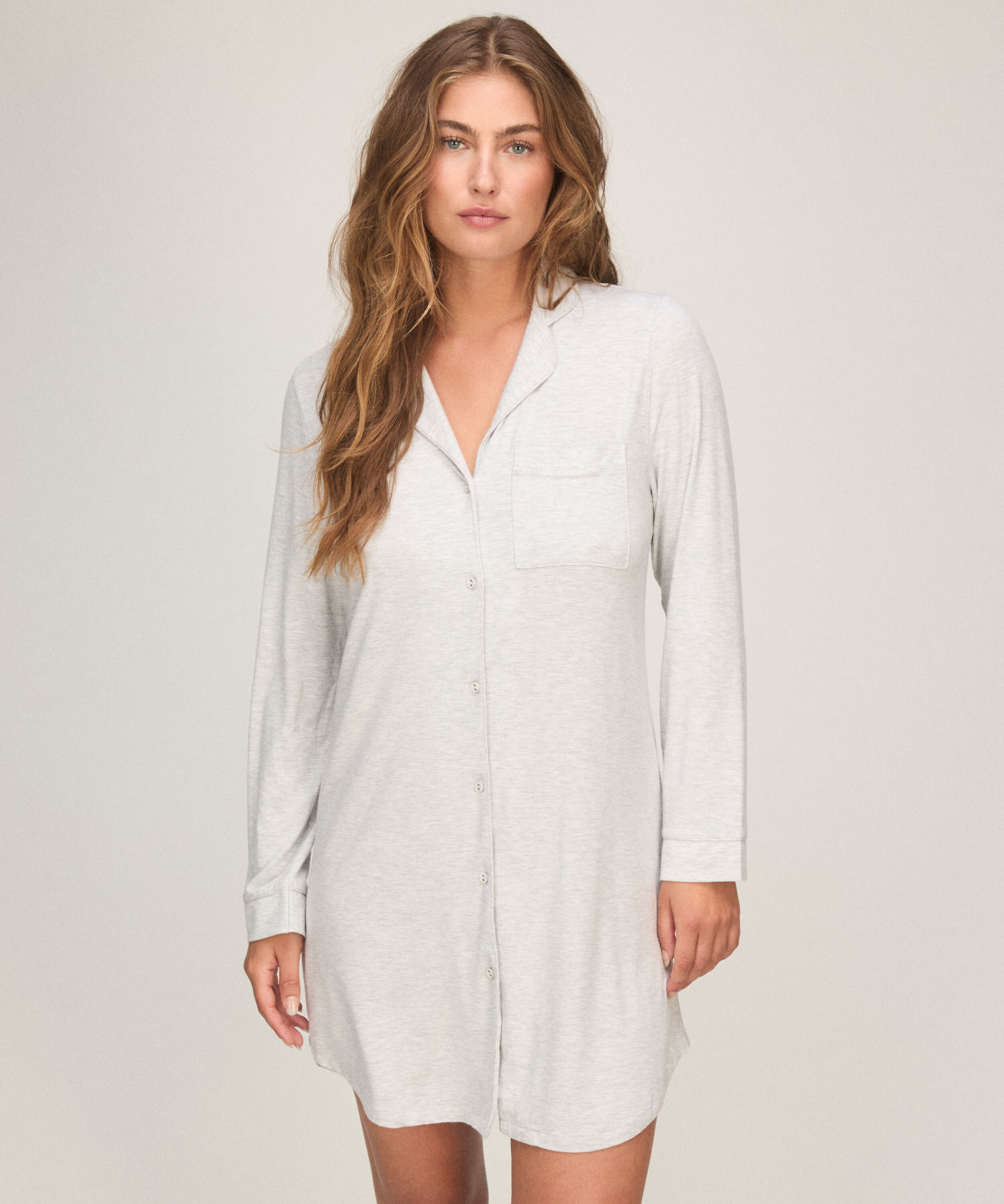 Robe-chemise à manches longues en jersey Essential