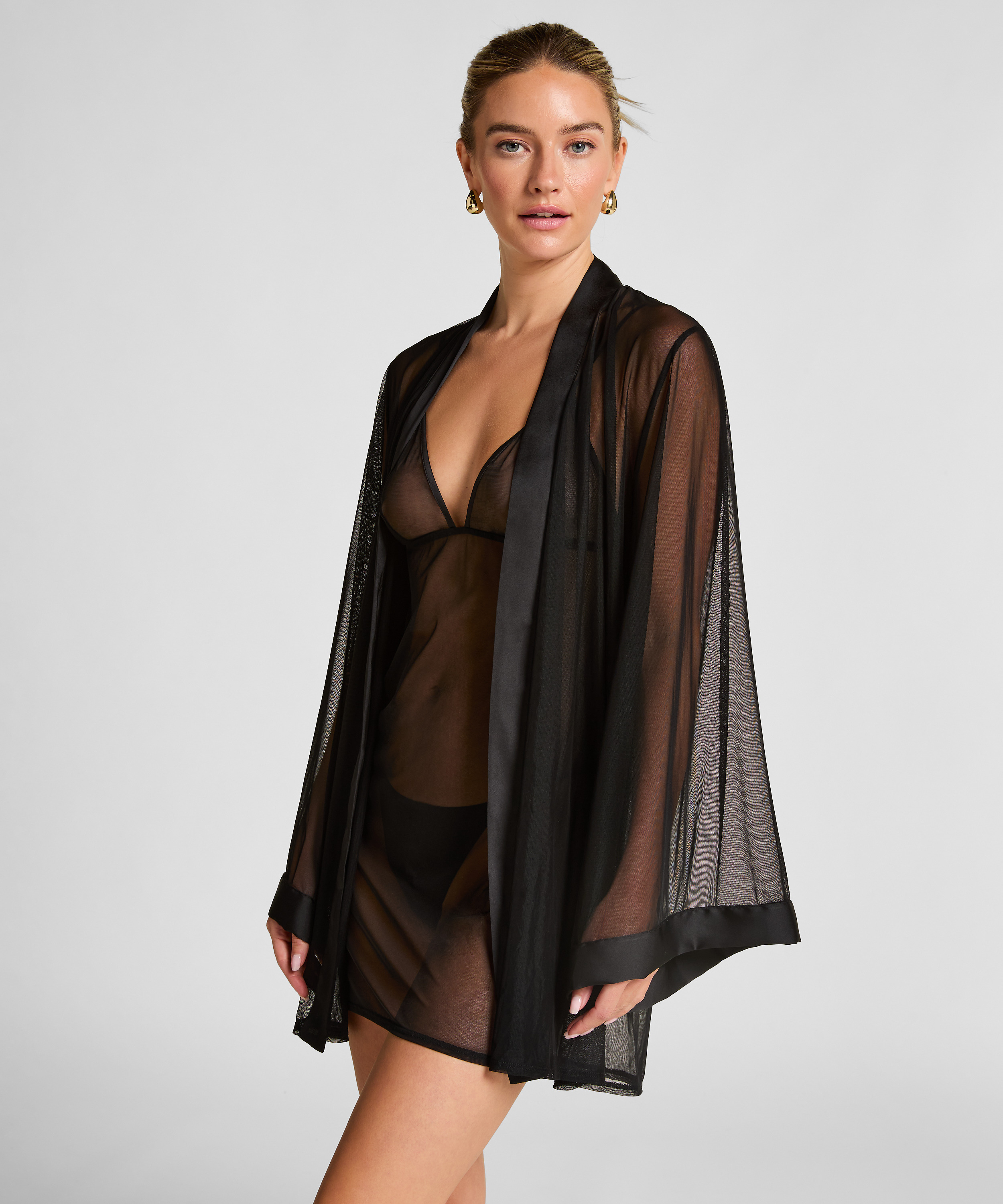 Kimono Maxime Tulle, Zwart, main