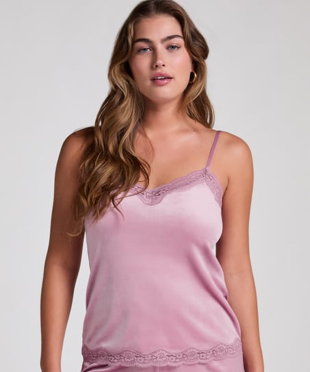 Camisole velours Dentelle, Pourpre
