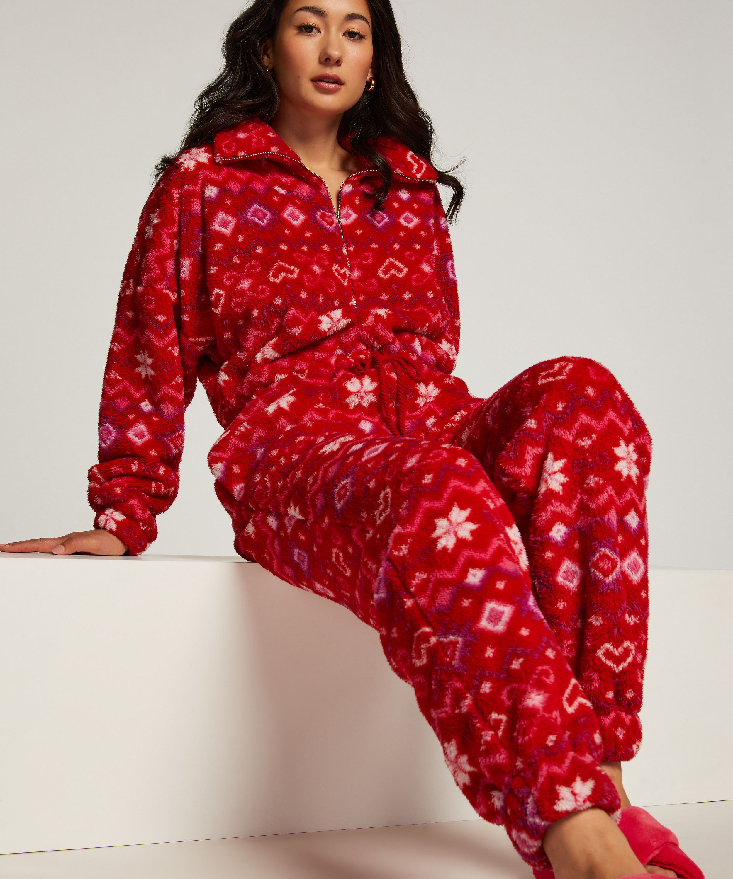 Onesie fleece, Rood, main