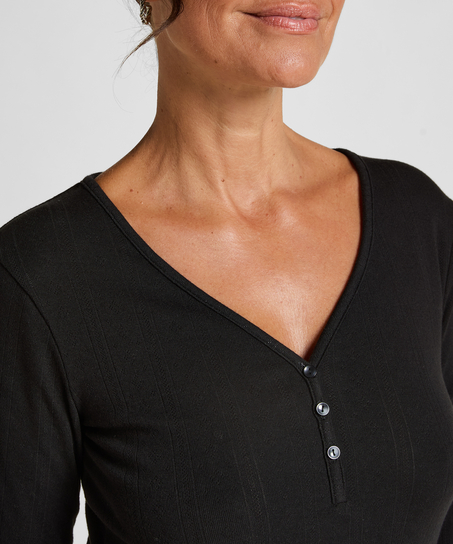 Haut de pyjama Henley, Noir