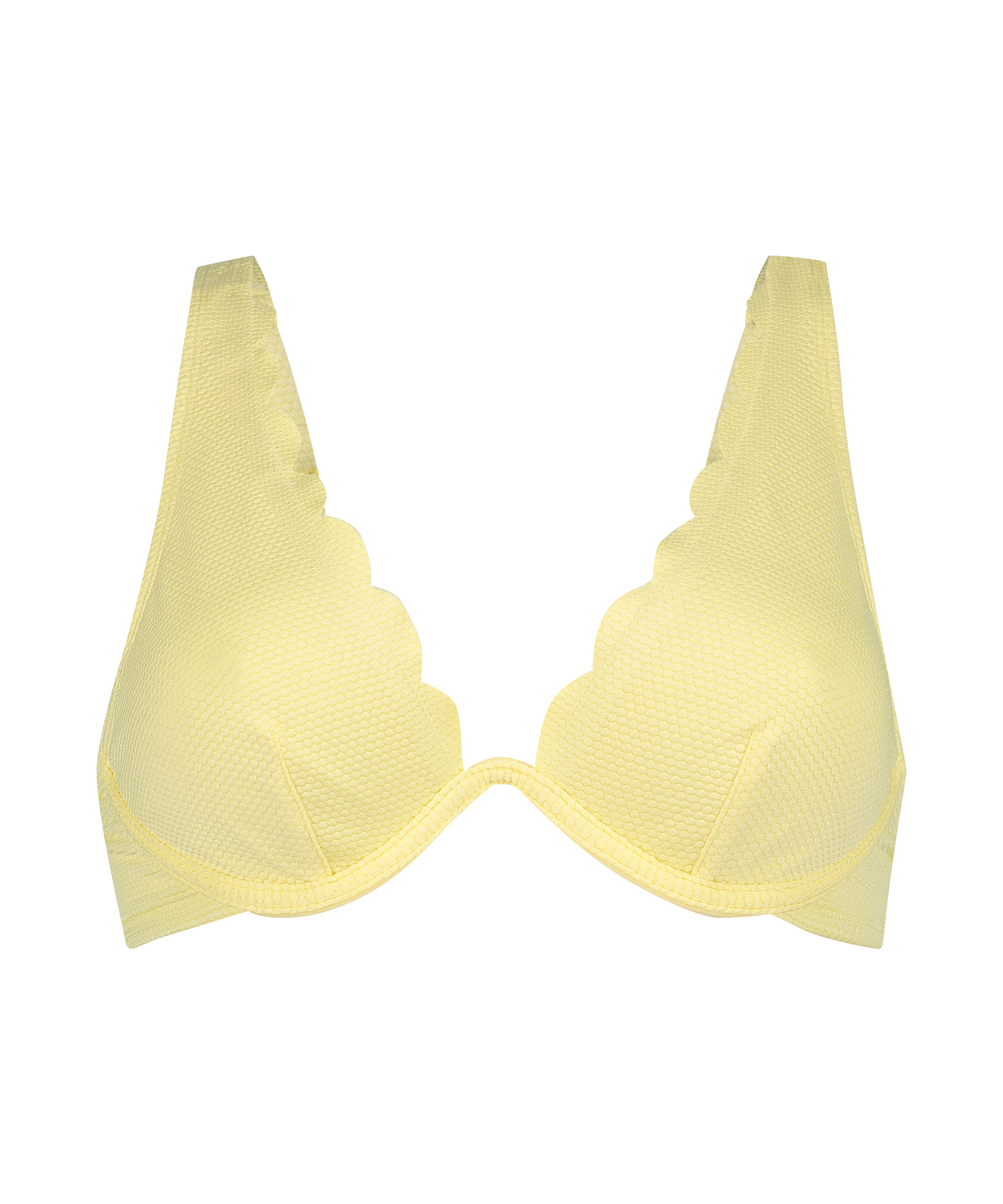Haut de bikini à armatures non rembourré Scallop, Jaune, main