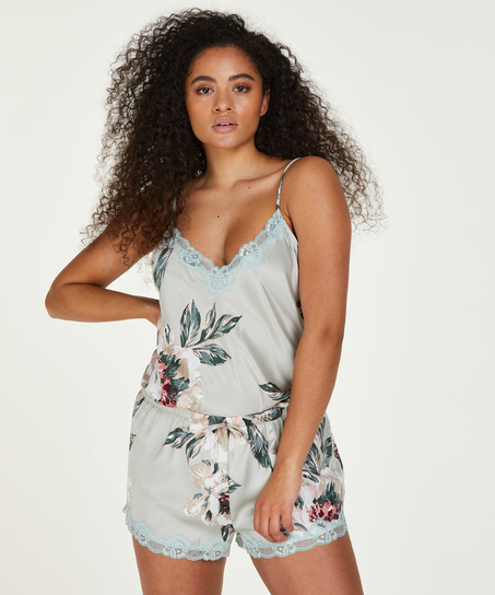 Pyjama short satin, Blauw