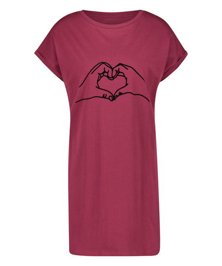 Nachthemd Ronde hals, Rood