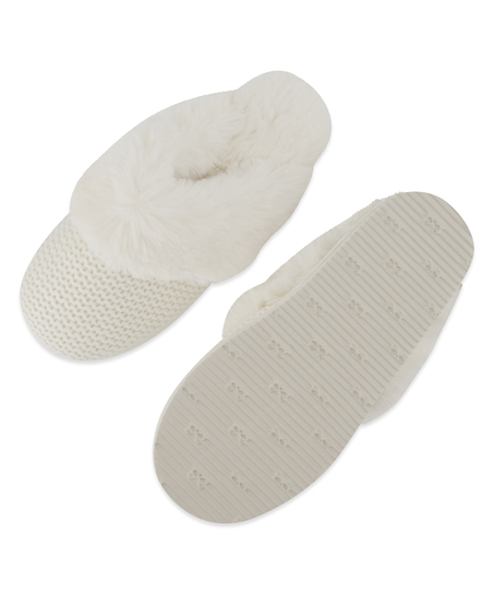 Pantoufles mules Teddy, Blanc