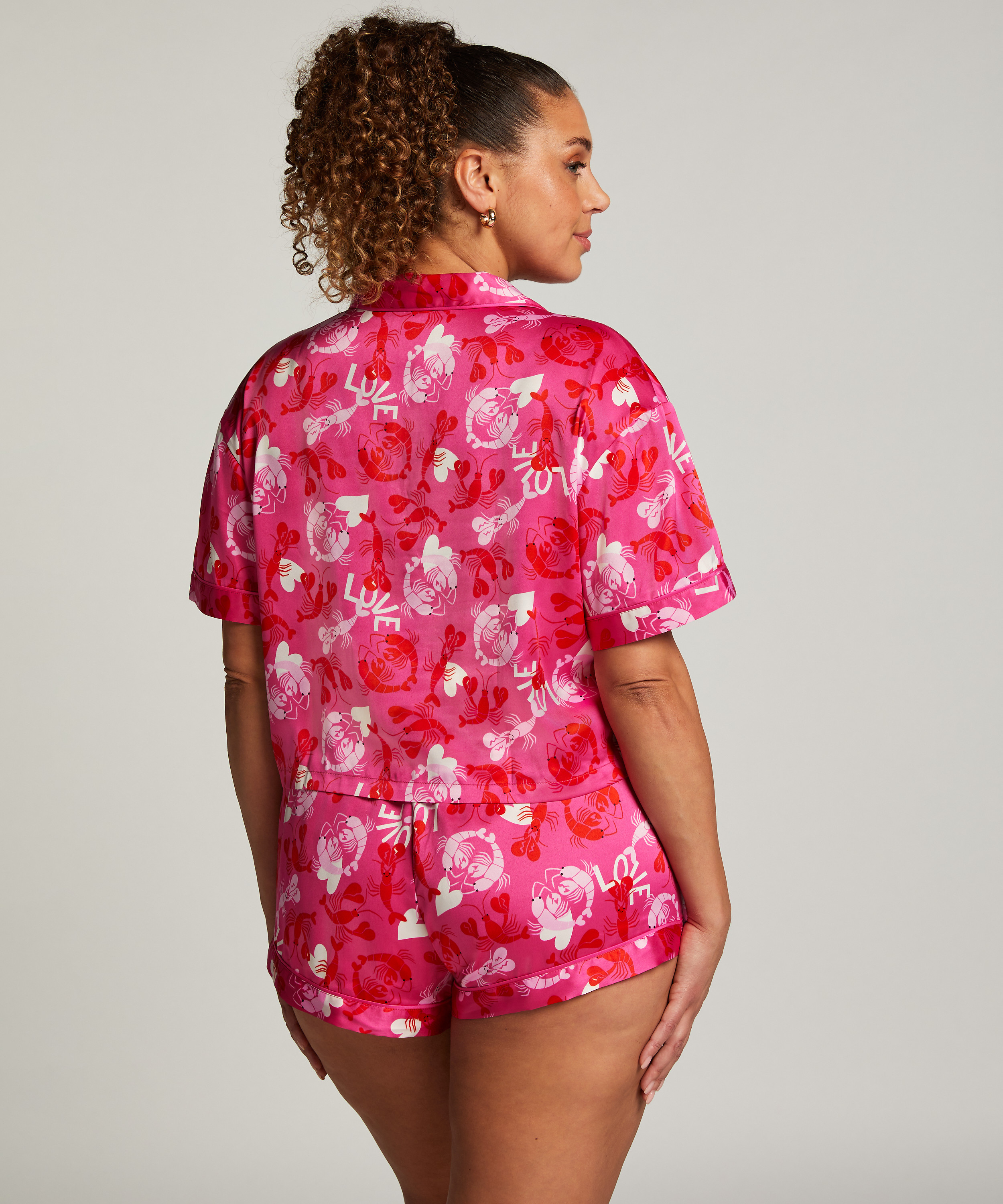 Short de pyjama Satin, Rose, main