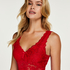 Slipdress Modal lace long, Rood