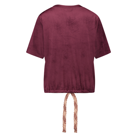 Top velours manches courtes, Rouge