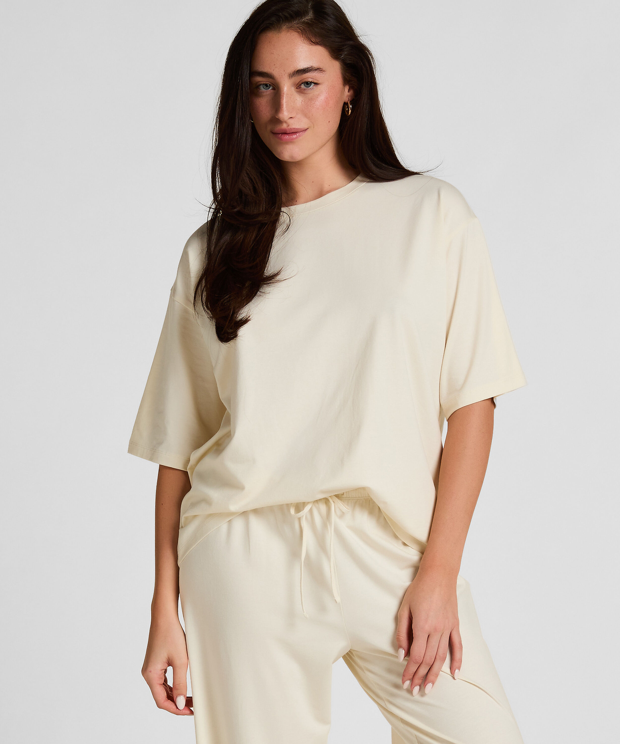 Pyjama Top Loose, Wit Pyjama Top Loose, Wit