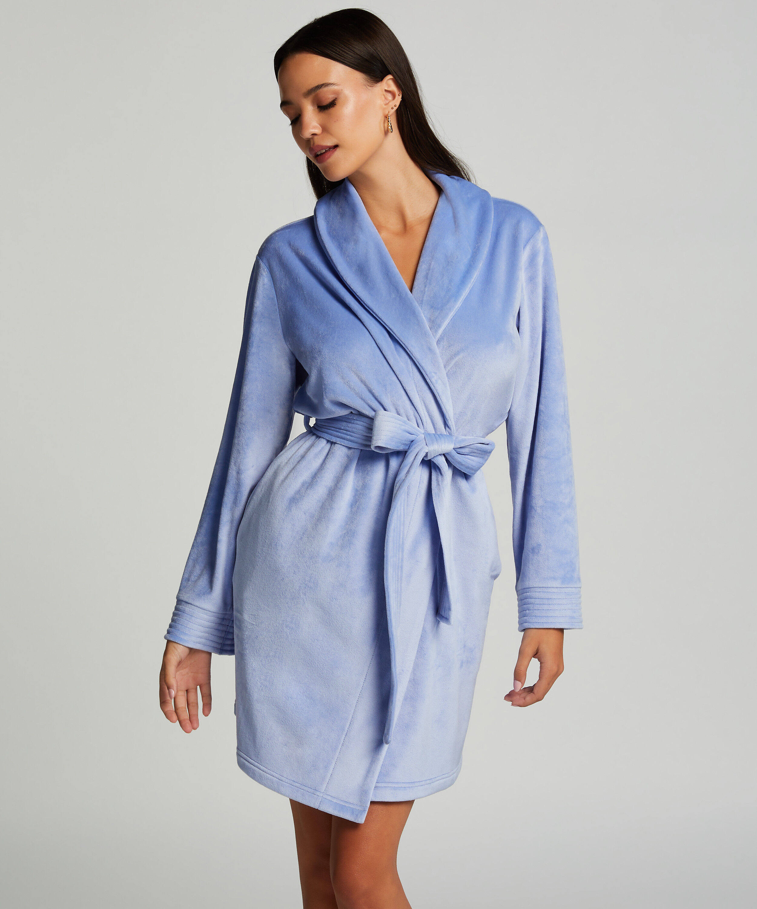 Korte badjas Velours, Blauw