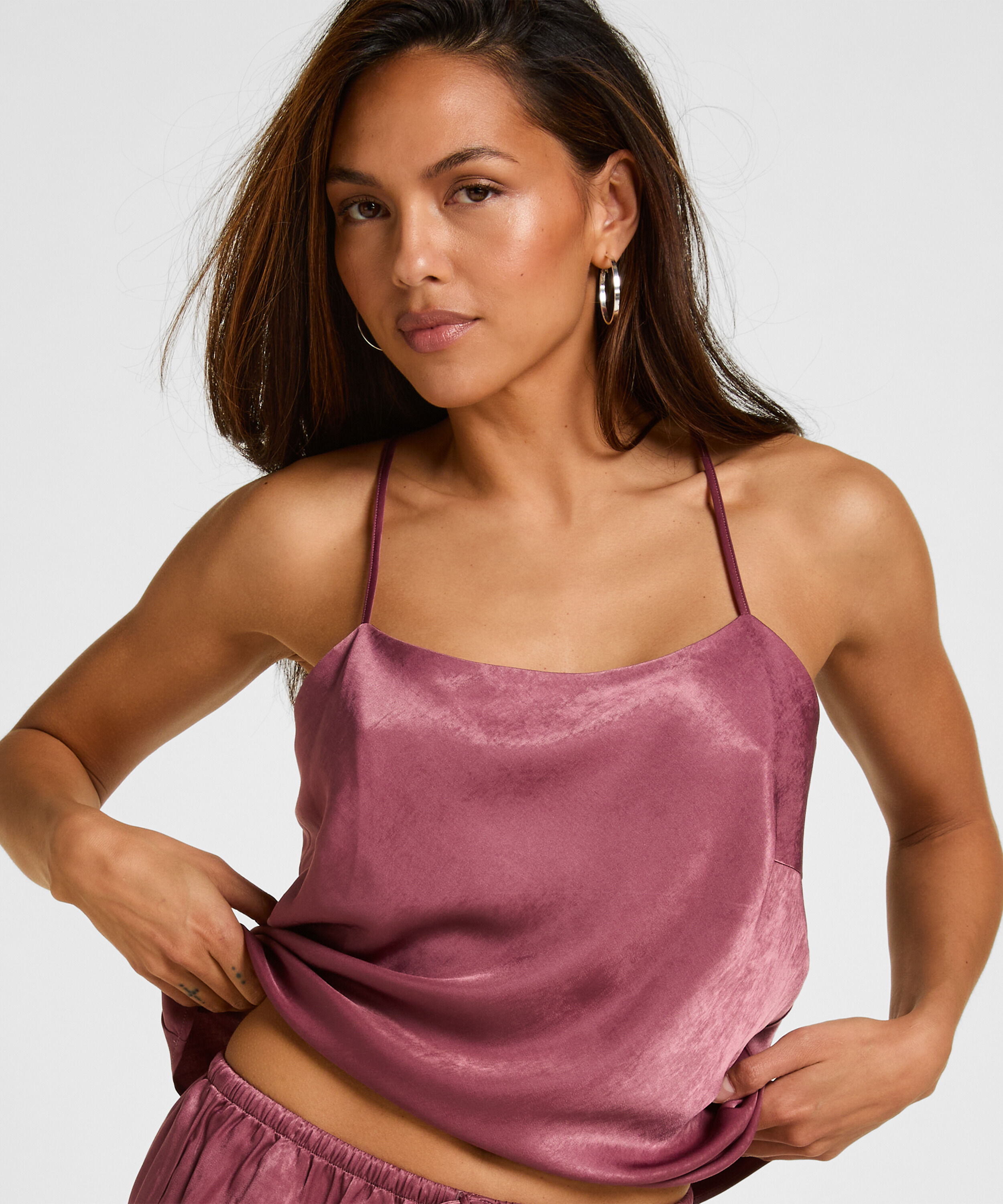 Cami top Satin Ayla, Paars