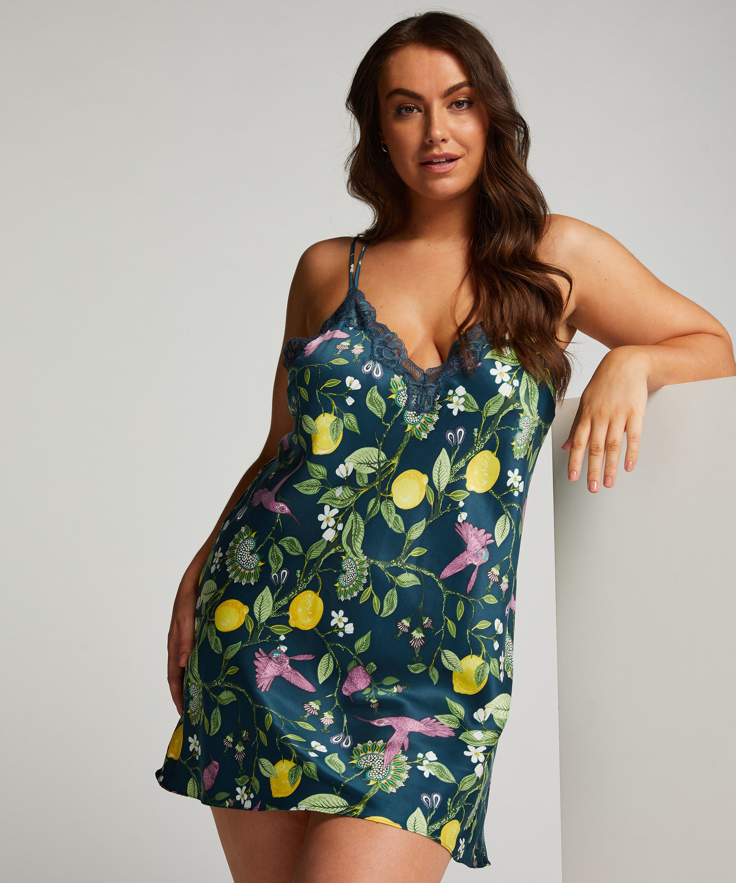 Slipdress Satin, Blauw