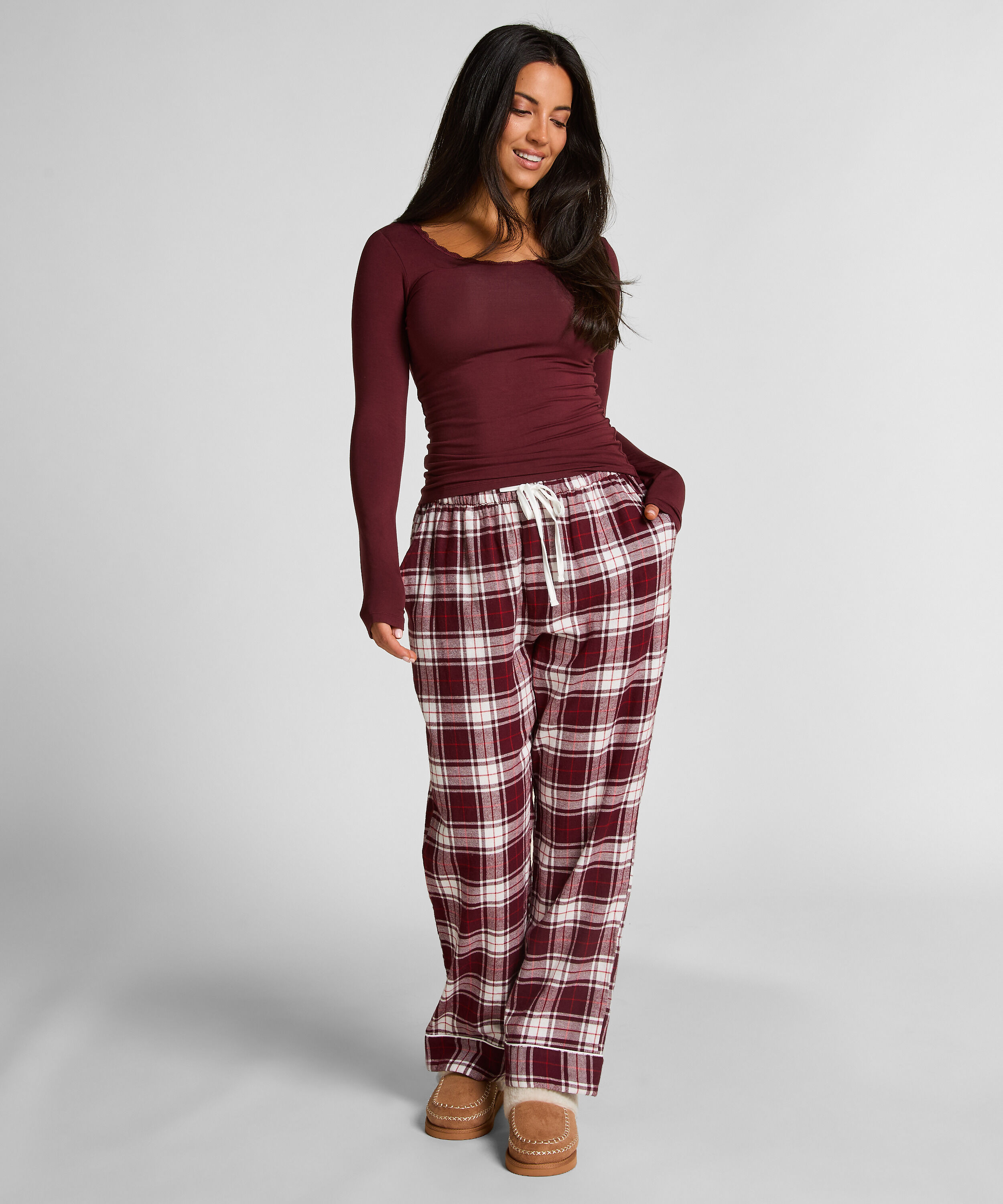 Petite pyjamabroek Flanel, Paars