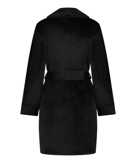 Korte badjas Velours, Zwart