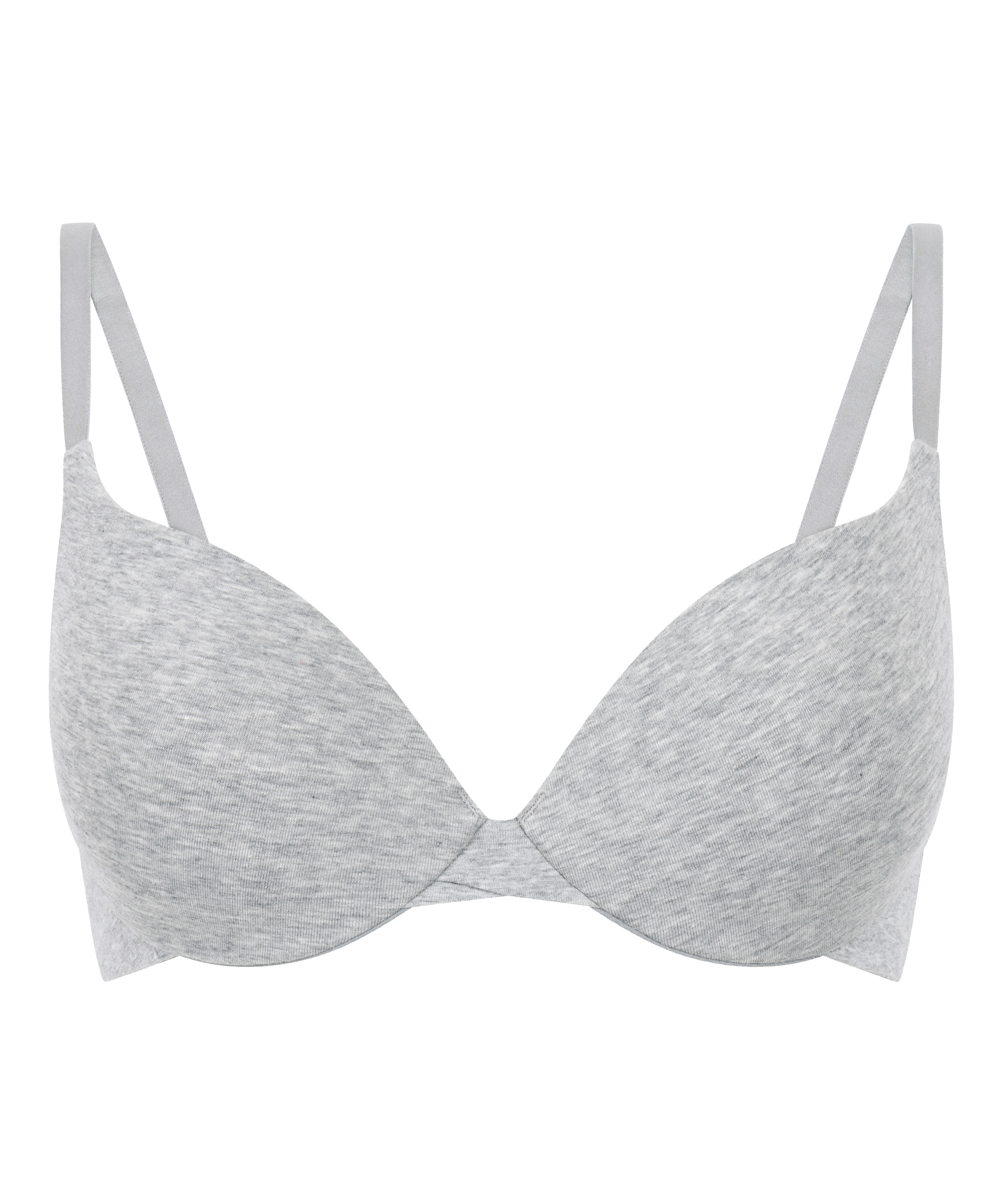 Soutien-gorge &agrave; armatures rembourr&eacute; push-up en coton, Gris, main