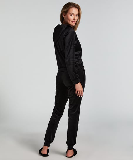 Joggingbroek Velours, Zwart