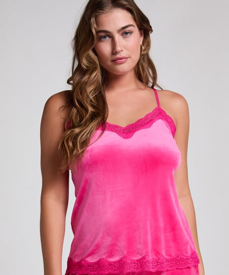Cami top Velours Lace, Roze