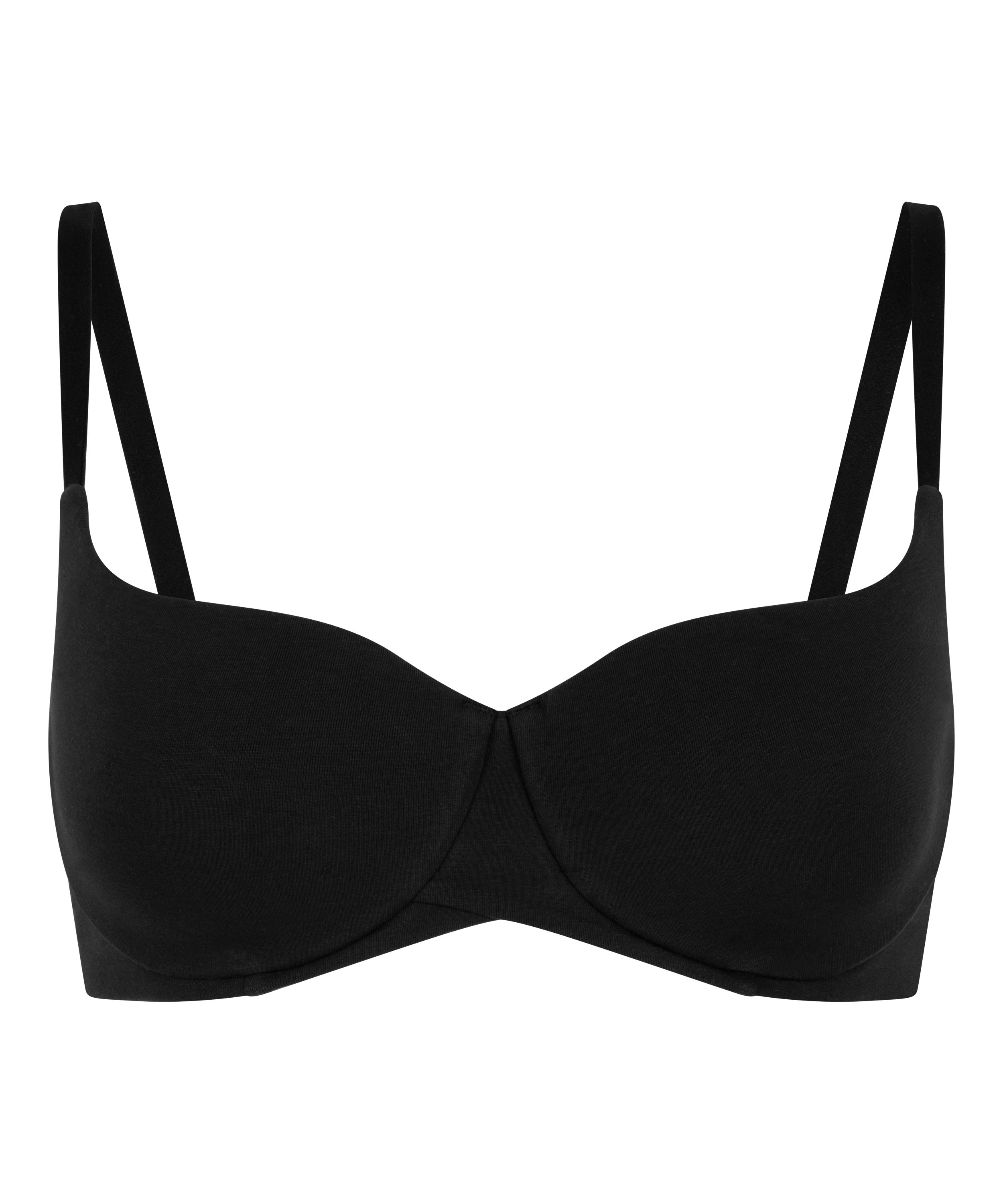 Soutien-gorge &agrave; armatures rembourr&eacute; en coton, Noir, main