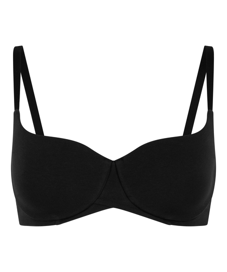 Soutien-gorge &agrave; armatures rembourr&eacute; en coton, Noir