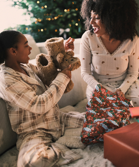 Sloffen Teddy Beer, Beige