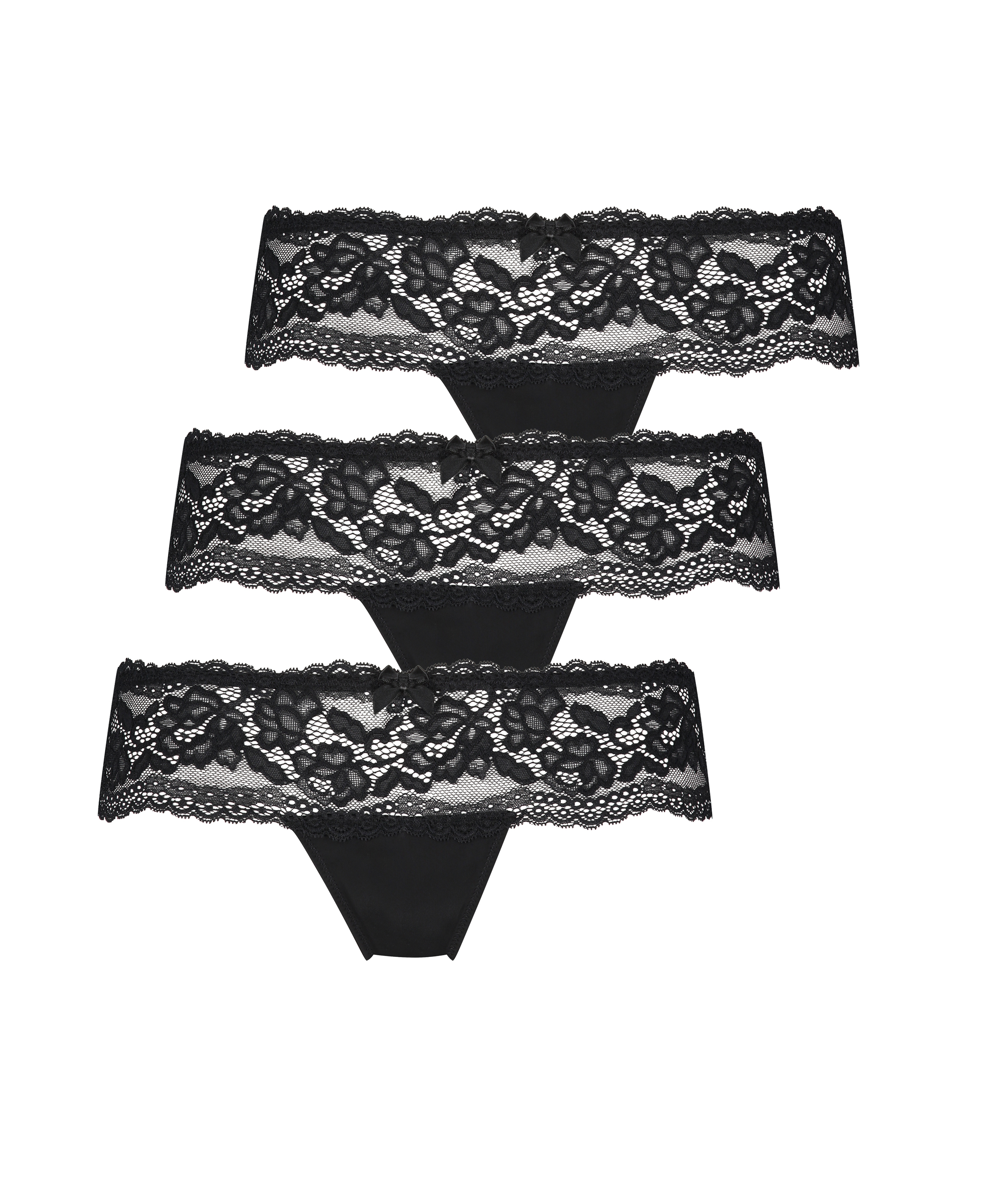 Lot de 3 boxers string Florence, Noir, main