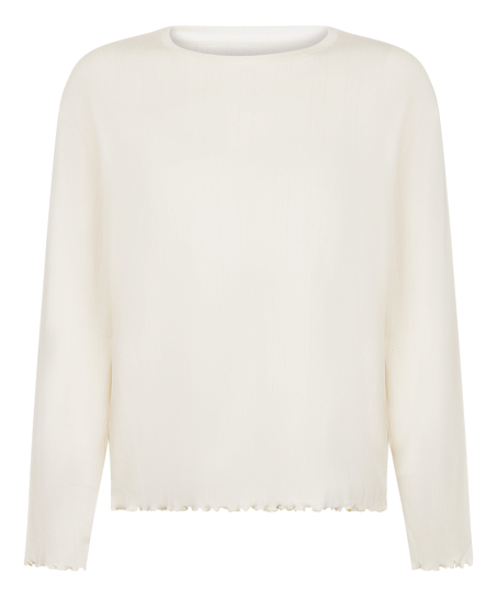 Pyjama Top Loose Pointelle, Blanc