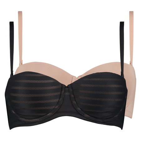 2 strapless voorgevormde beugel bh's, Zwart