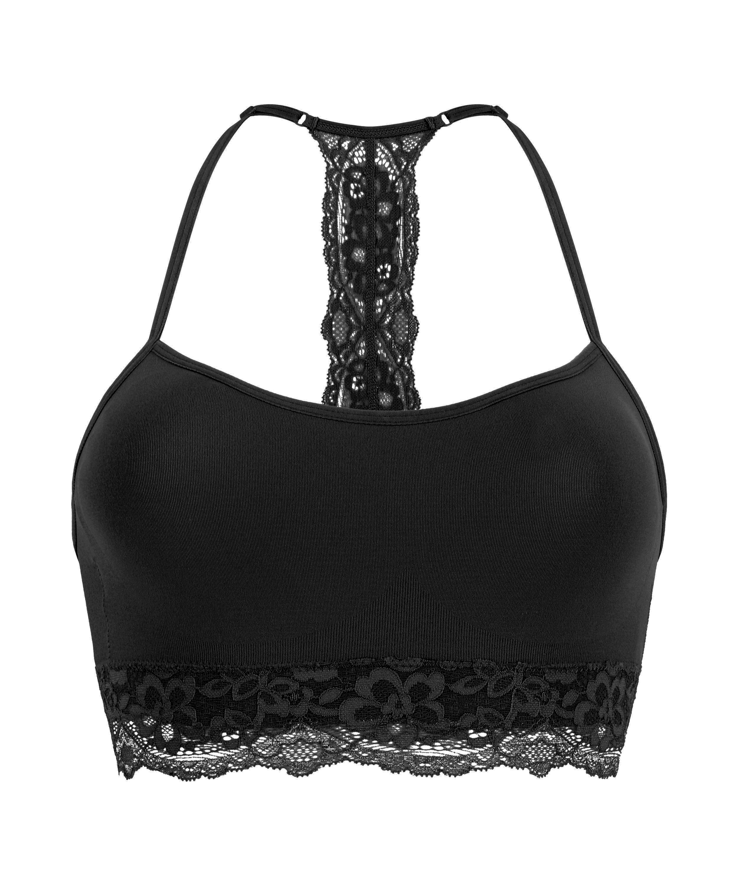 Naadloze bralette Marine, Zwart, main