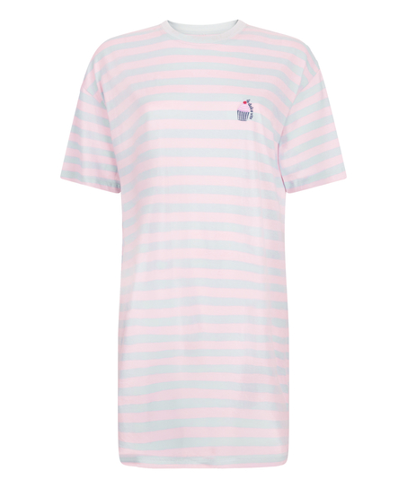 Chemise de nuit &agrave; col rond, Bleu