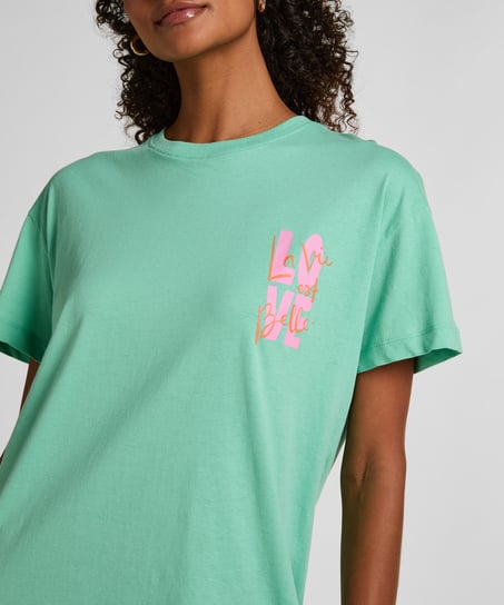 Chemise de nuit col rond, Vert