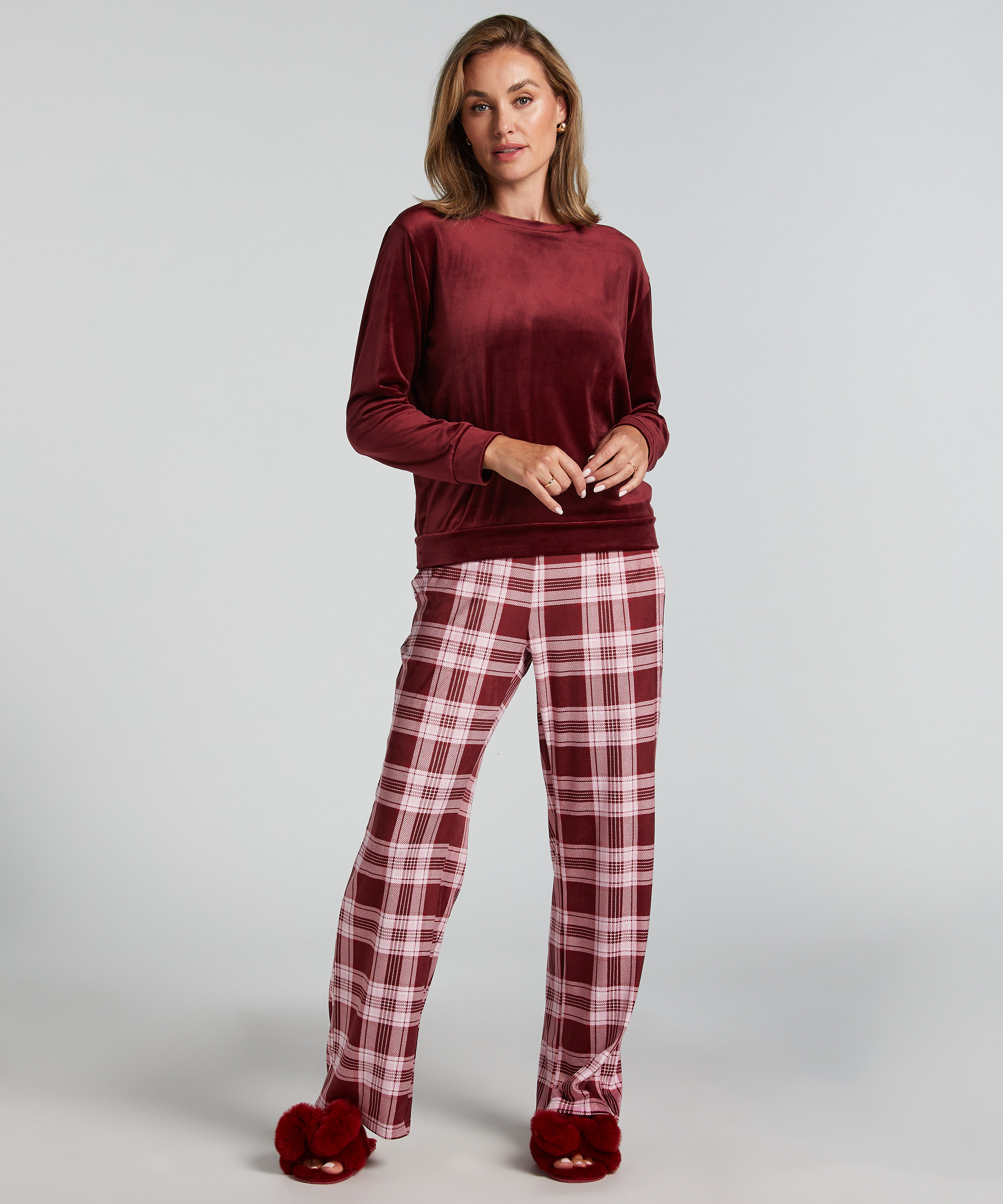 Ensemble pyjama Velours, Pourpre, main