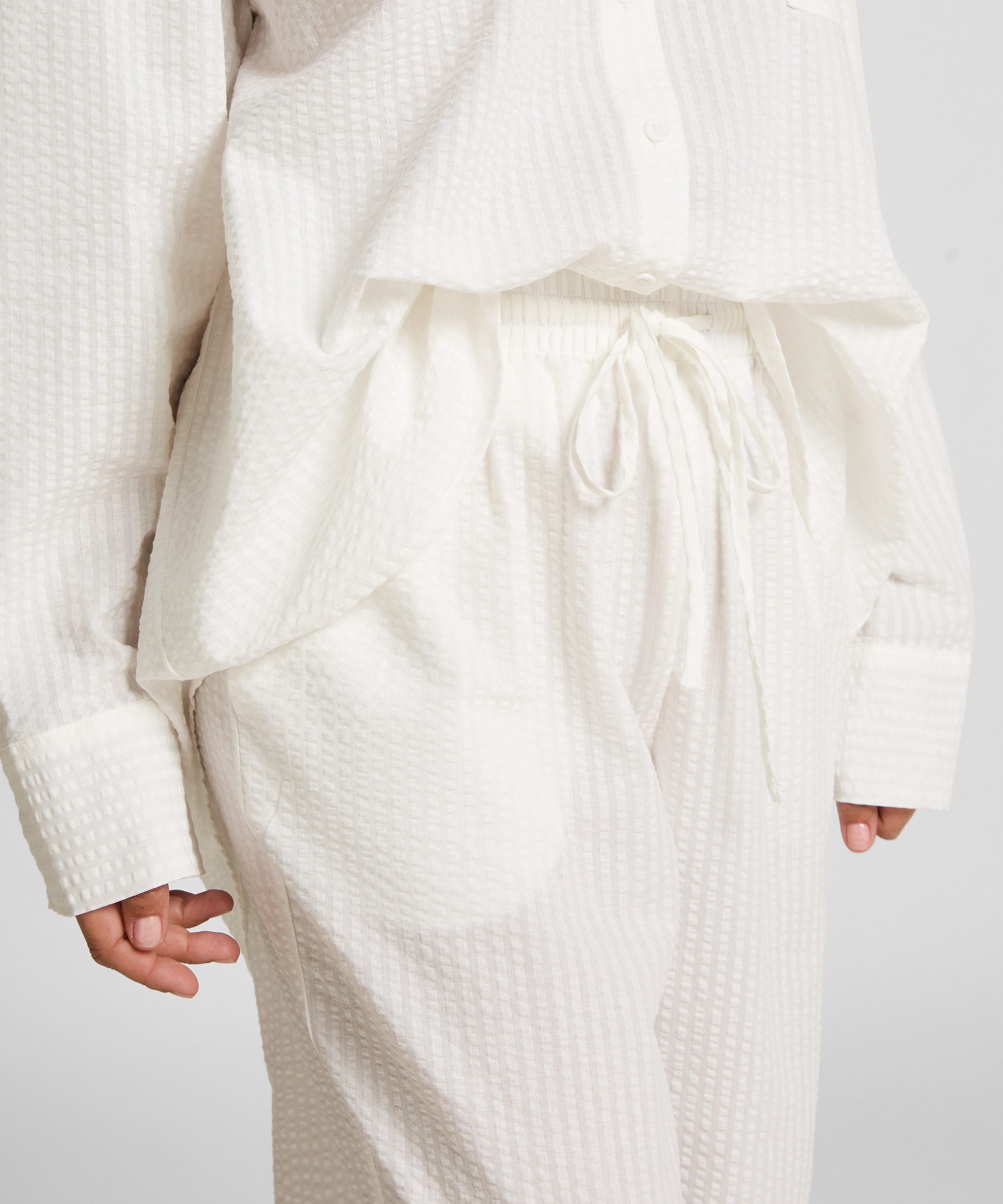 Pyjamabroek Katoen Seersucker, Wit, main