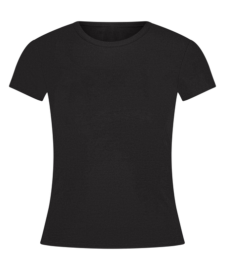 Pyjamatop Rib Essential, Zwart