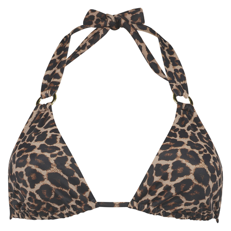 Haut de bikini Triangle Leopard, Beige