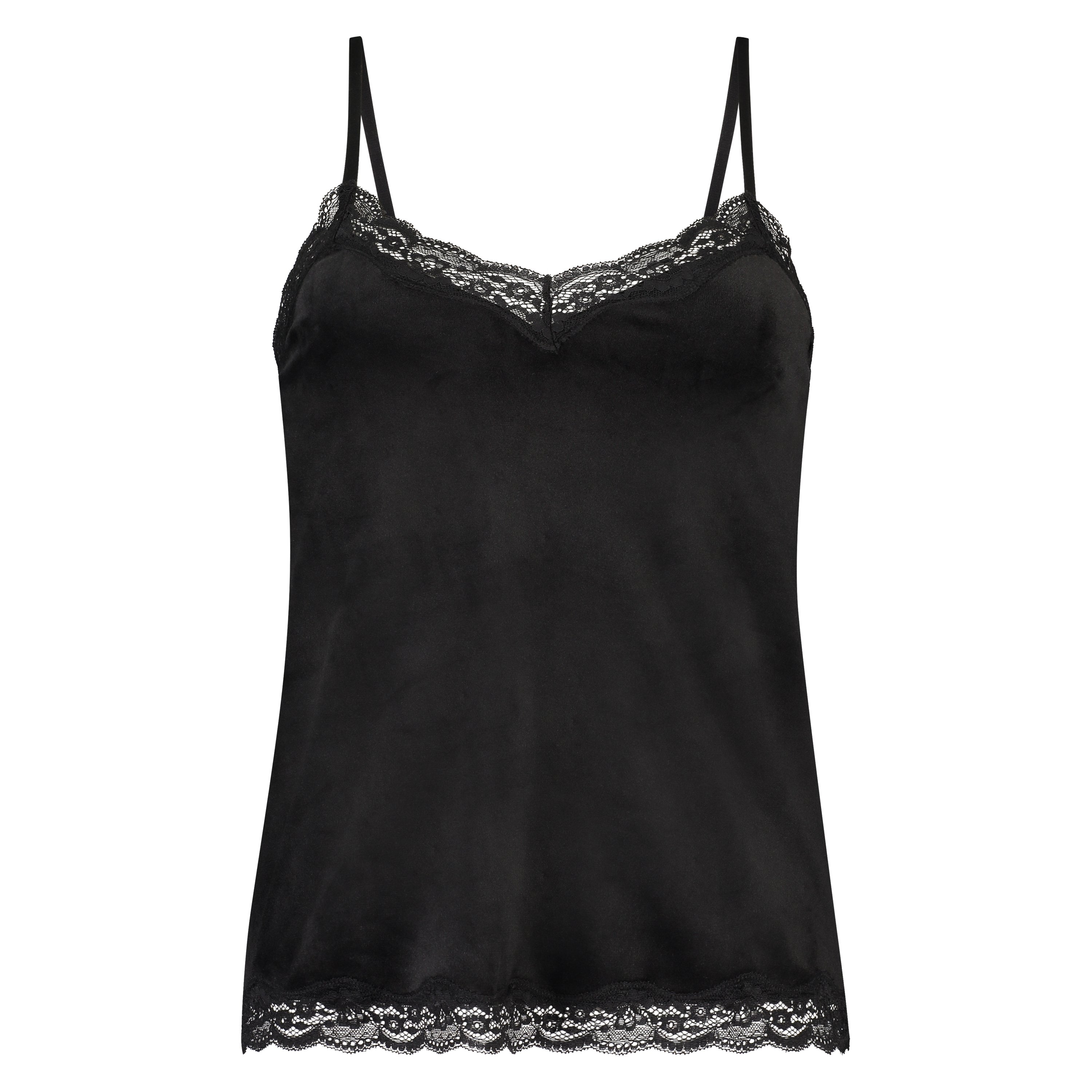 Cami top Velours Lace, Zwart, main