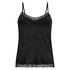 Cami top Velours Lace, Zwart
