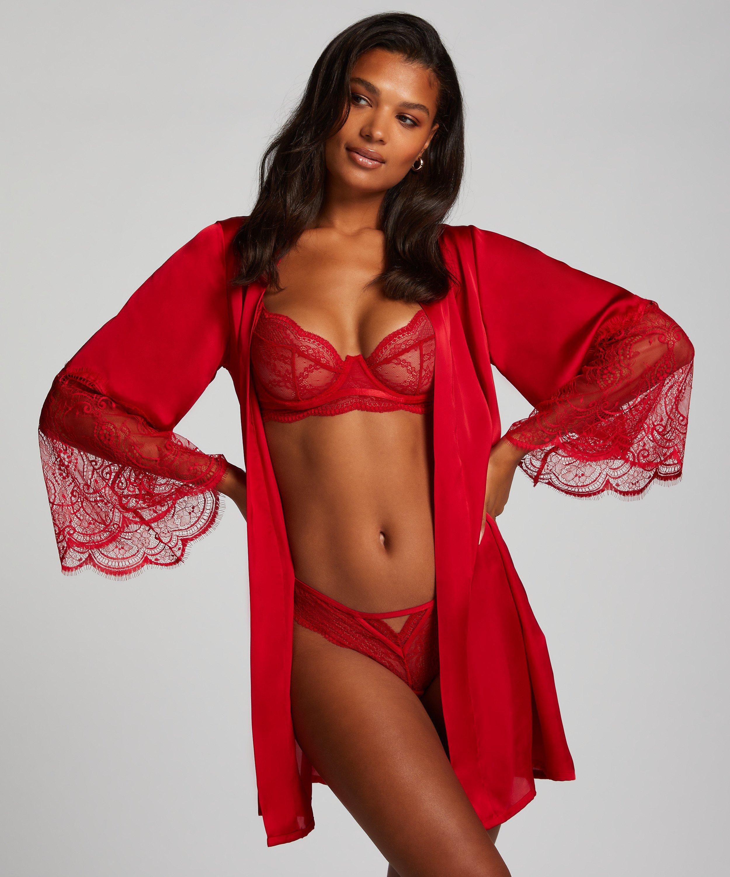 Kimono Satin, Rouge, main