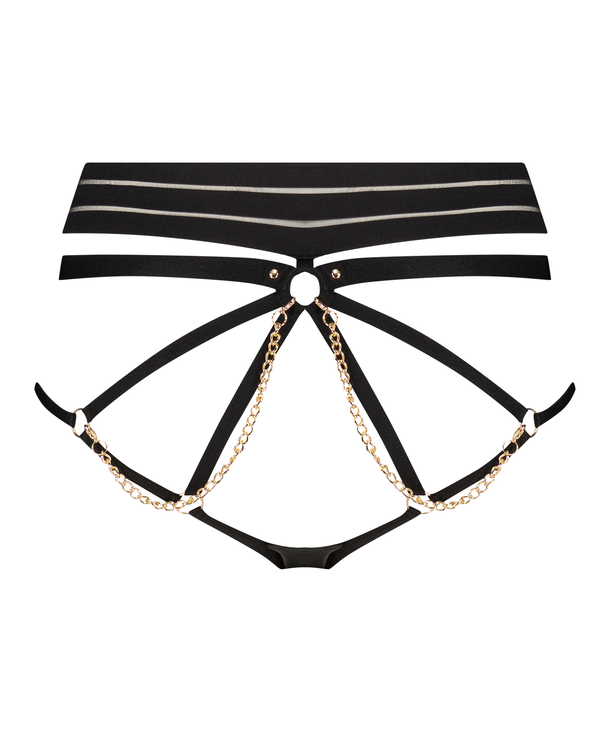 Slip brésilien ouvert à l'entrejambe Domantrix, Noir, main