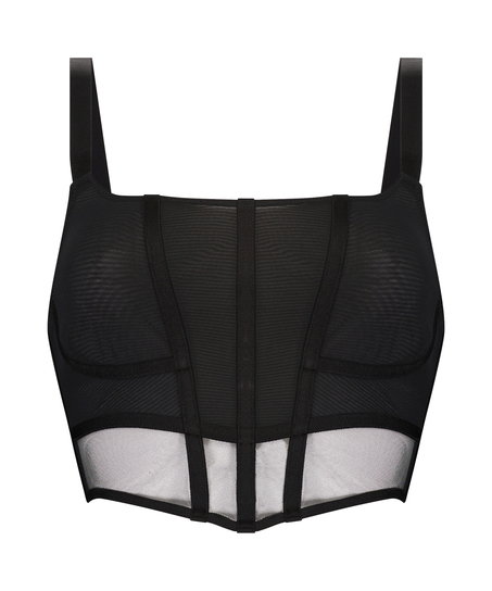 Korset top van mesh Love Me, Zwart