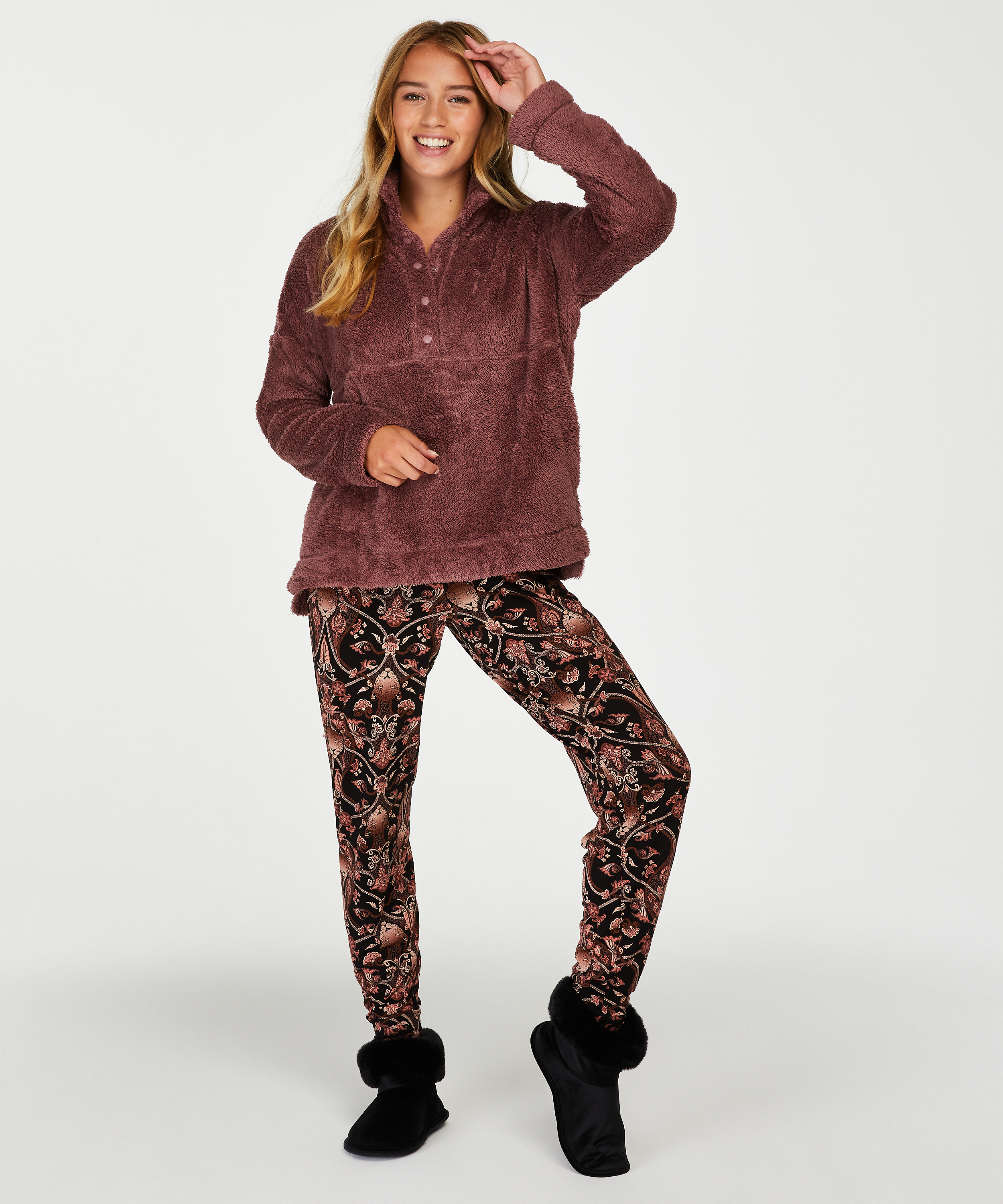 Pantalon de pyjama Jersey, Noir, main