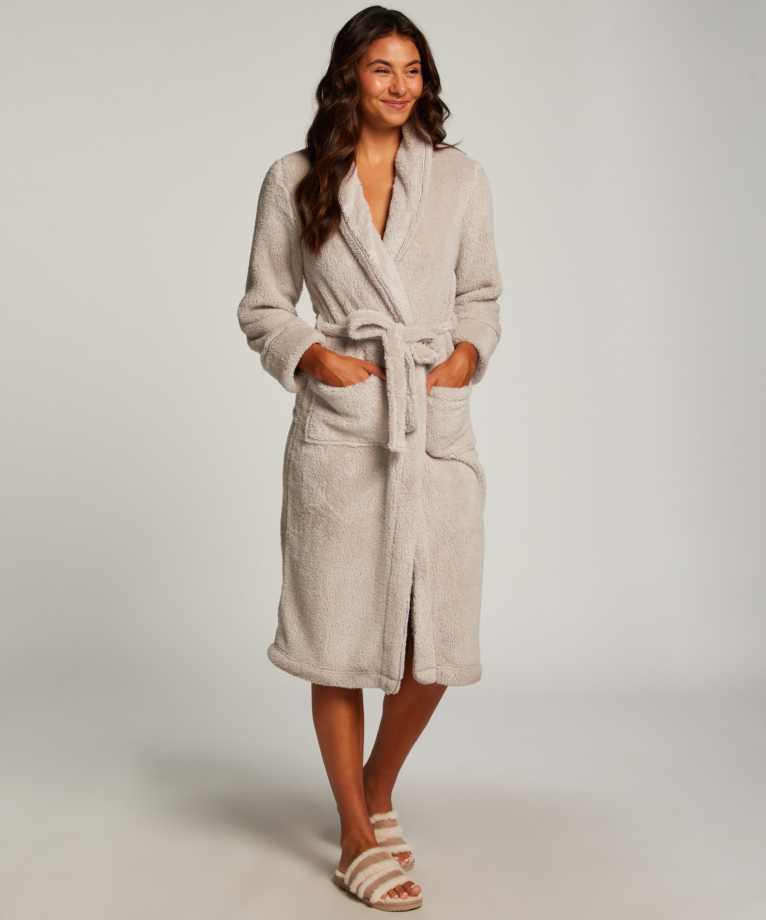 Peignoir Fleece, Brun, main