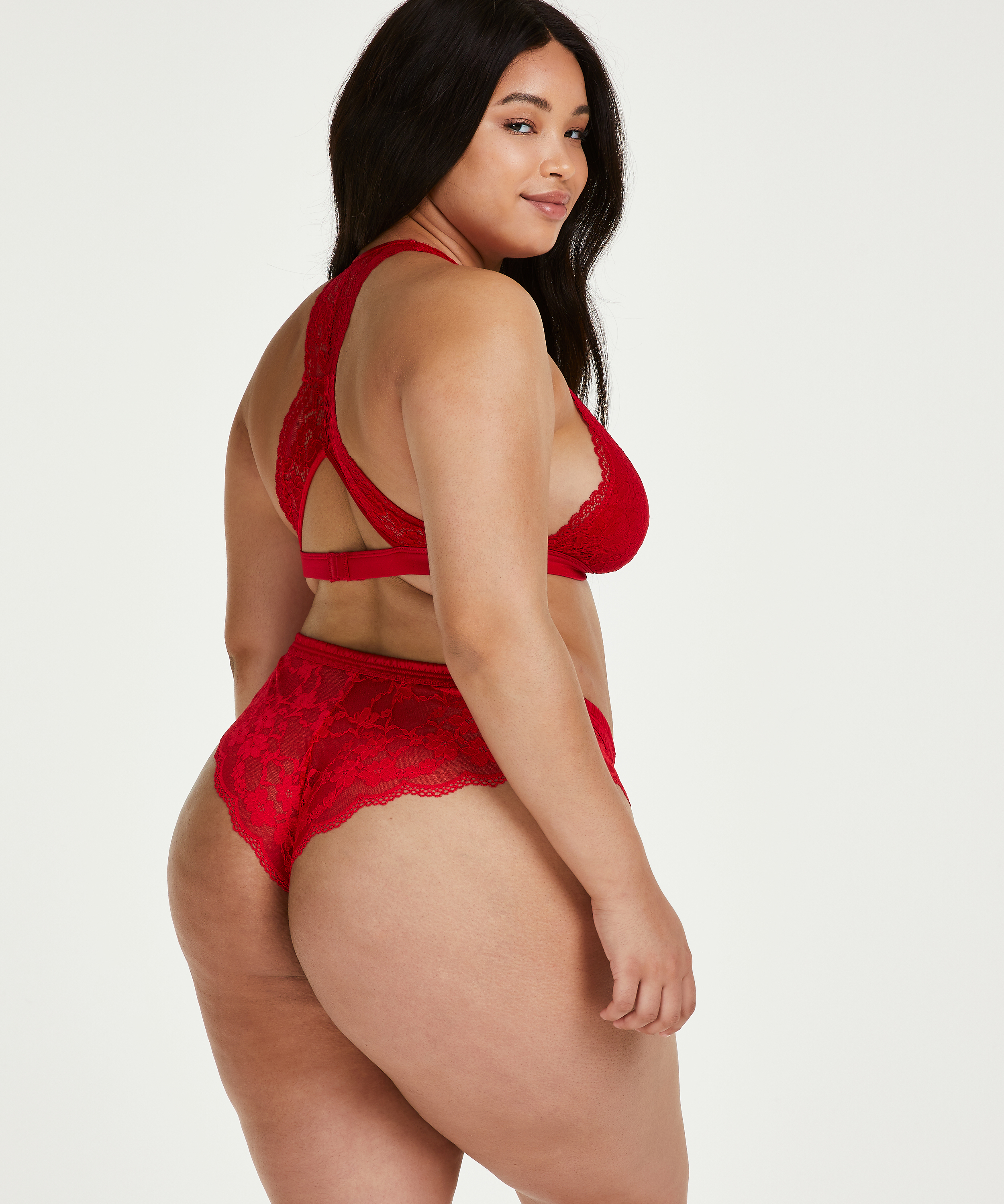 Slip br&eacute;silien jambe haute Iva Curvy, Rouge, main