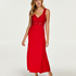 Slipdress Modal lace long, Rood