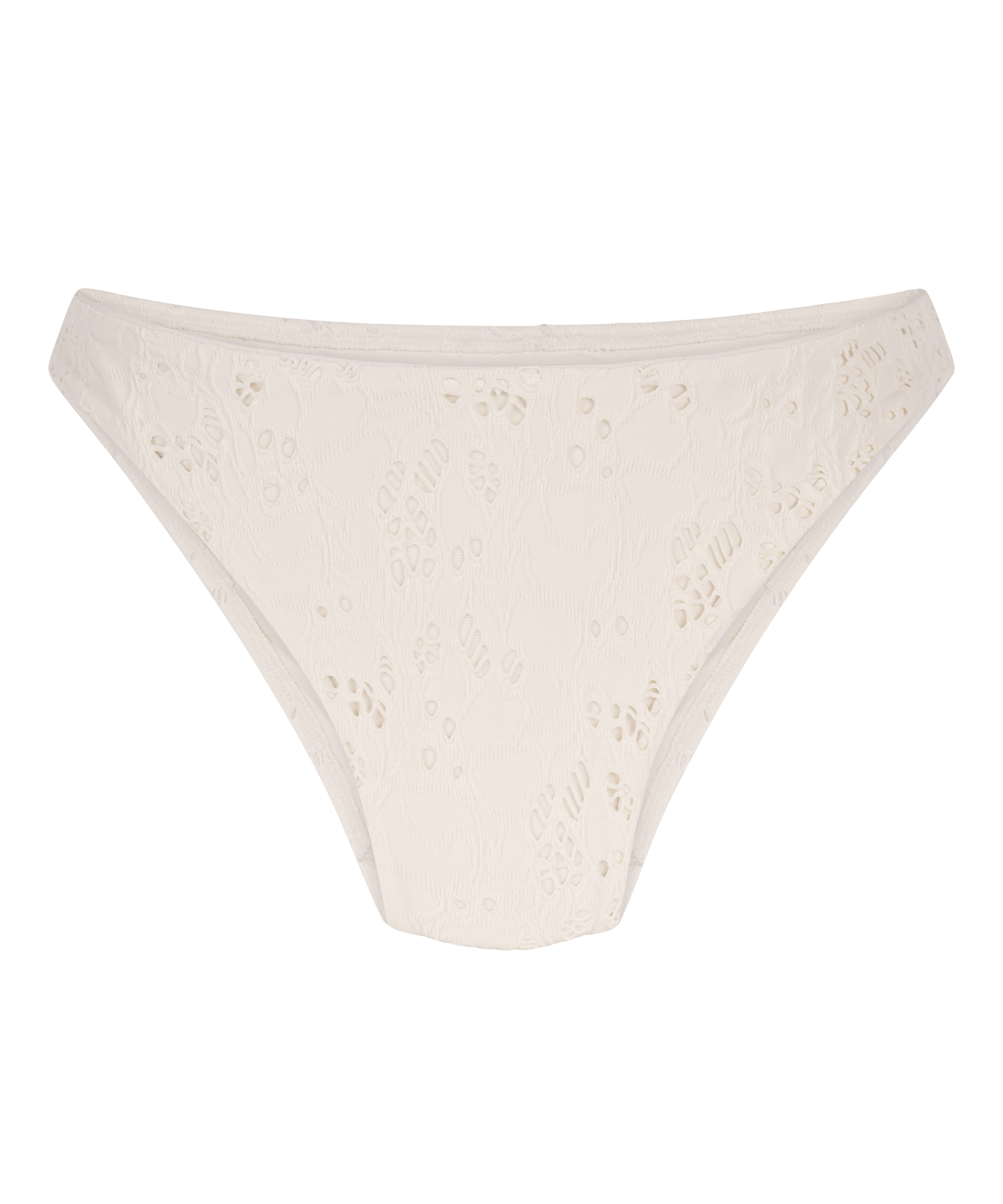 Bas de bikini échancré en crochet, Blanc, main